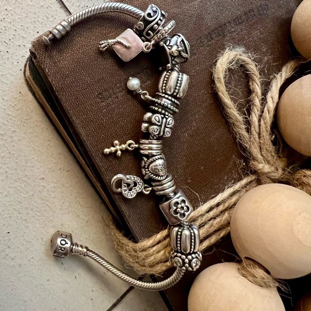 Authentic Pandora Bracelet with 12 Charms